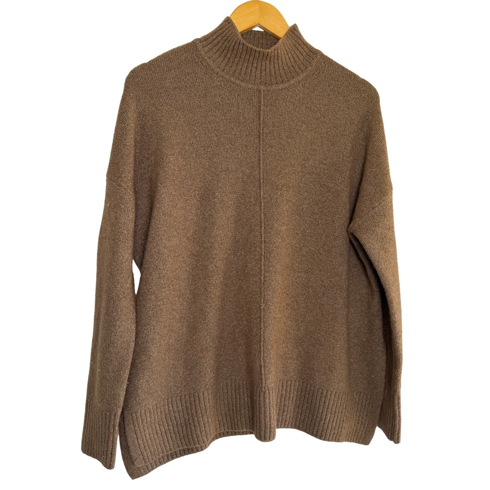 Jessica Simpson Womens Brown Alpaca Blend Mock Neck Seam Sweater Size M